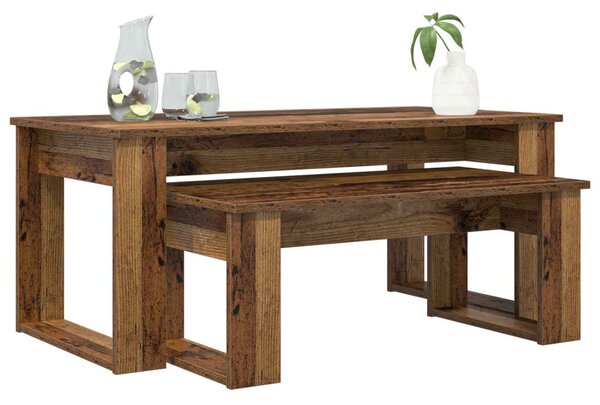 Kávasztal Szett 2 db Öreg fa 100 x 50 x 42 cm Szerelt Fa