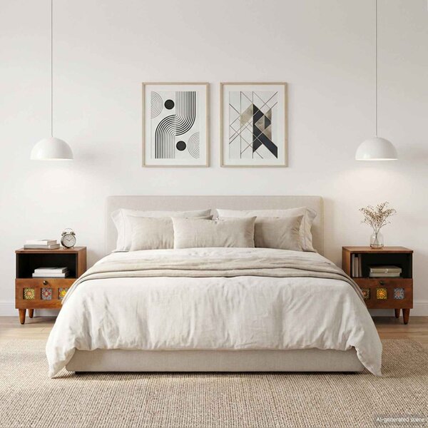 Éjjeliszekrény 2 pcs Barna 40 x 33 x 46 cm Tömör Mangófát