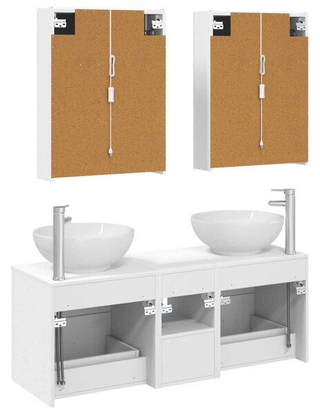 Fürdőszoba bútor szett 5 pcs Fehér Szerelt fa és Üveg