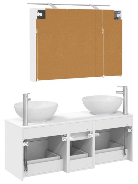 Fürdőszoba bútor szett 4 pcs Fehér Szerelt fa és Üveg