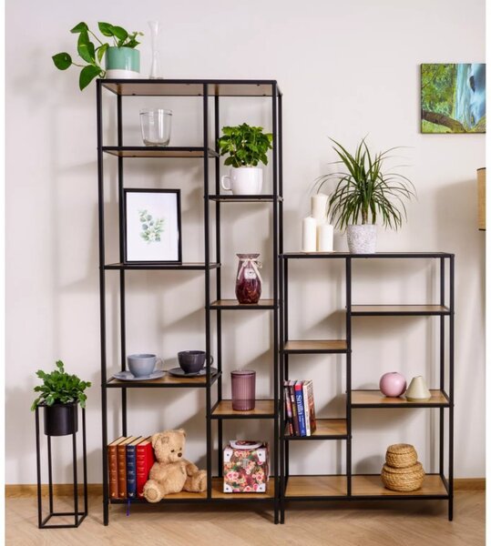 Costa Modern Polcos Állvány Laminált Tölgy Fekete Geometrikus