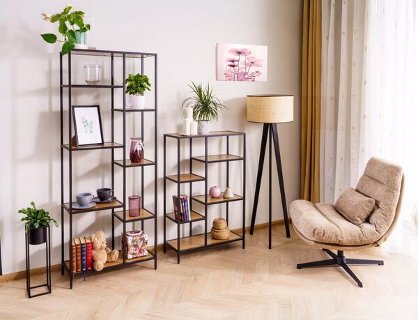 Costa Modern Polcos Állvány Laminált Tölgy Fekete Geometrikus