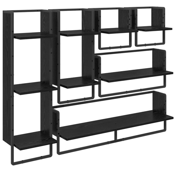 Fali polc készlet 6 pcs Fekete tölgy 100 x 25 x 30 cm Faanyag