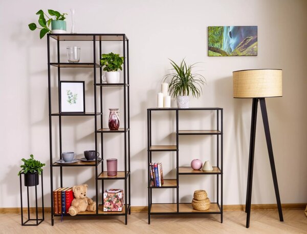 Costa Modern Polcos Állvány Laminált Tölgy Fekete Geometrikus