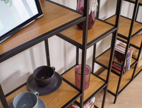 Costa Modern Polcos Állvány Laminált Tölgy Fekete Geometrikus