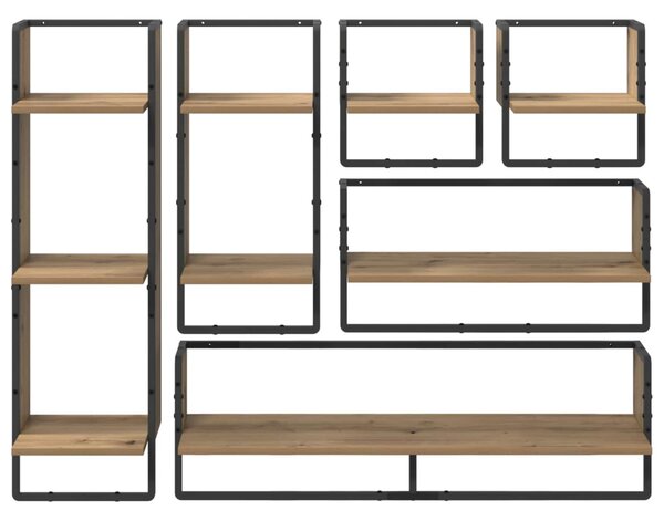 Fali polc készlet 6 pcs Artisan tölgy 100 x 25 x 30 cm Faanyag
