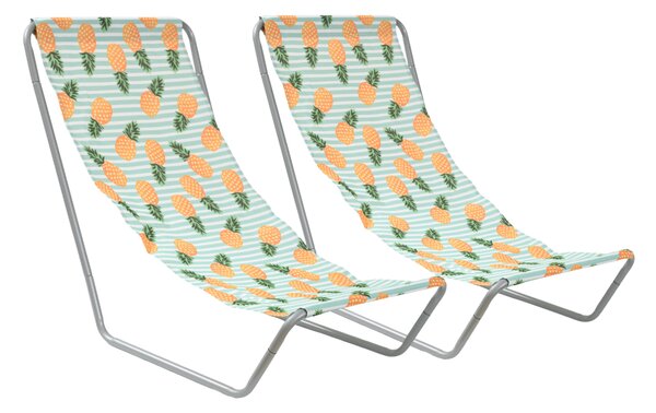 2 db összecsukható strandnyugágy szett SAND PINEAPPLE, színes