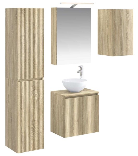 Fürdőszobai Szekrény Szett 5 pcs Sonoma Tölgy 50 x 14,5 x 70 cm