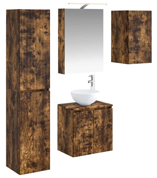Fürdőszobai Szekrény Szett 5 pcs Füstös Tölgy 50 x 14,5 x 70 cm