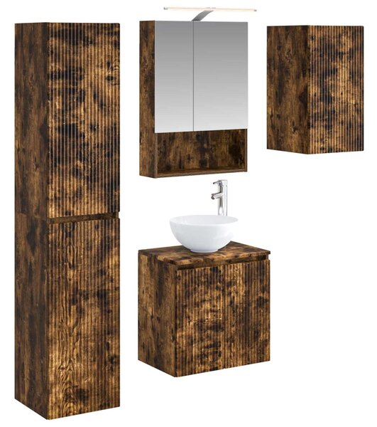 Fürdőszobai Szekrény Szett 5 pcs Füstös Tölgy 50 x 14,5 x 70 cm