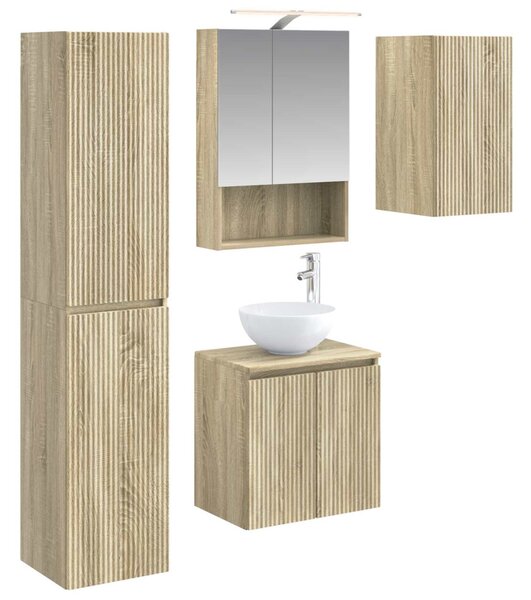 Fürdőszobai Szekrény Szett 5 pcs Sonoma Tölgy 50 x 14,5 x 70 cm