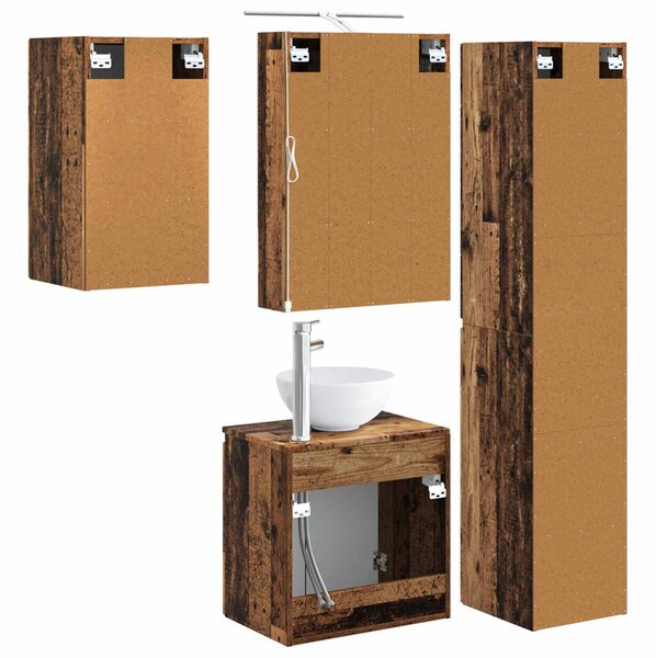 Fürdőszobai Szekrény Szett 5 pcs Antik Fa 50 x 14,5 x 70 cm