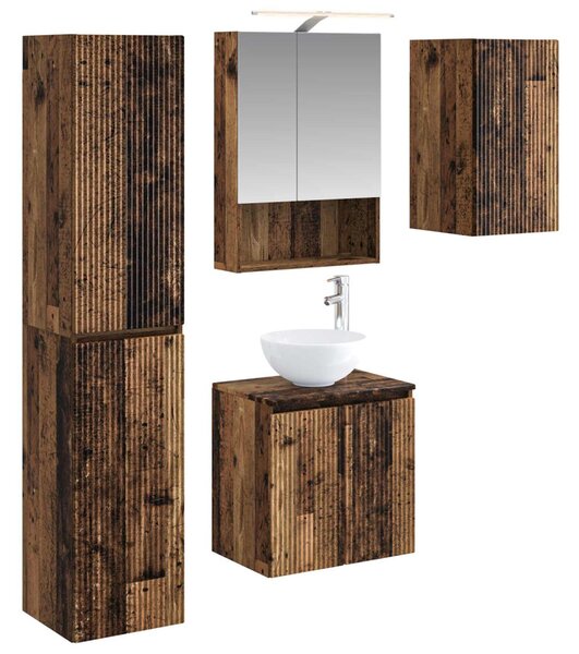 Fürdőszobai Szekrény Szett 5 pcs Antik Fa 50 x 14,5 x 70 cm