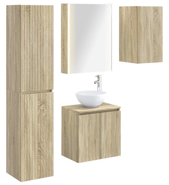 Fürdőszobai Szekrény Szett 5 pcs Sonoma Tölgy 53 x 15,5 x 70 cm