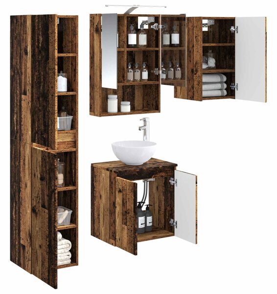 Fürdőszobai Szekrény Szett 5 pcs Antik Fa 50 x 14,5 x 70 cm