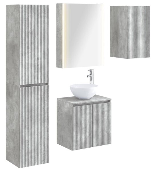 Fürdőszobai Szekrény Szett 5 pcs Betonszürke 53 x 15,5 x 70 cm