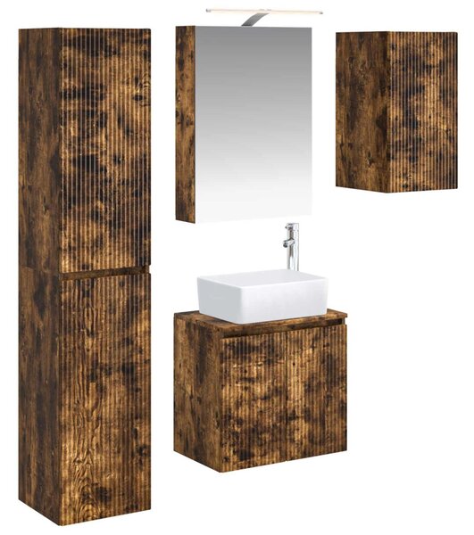 Fürdőszobai Szekrény Szett 5 pcs Füstös Tölgy 50 x 14,5 x 70 cm