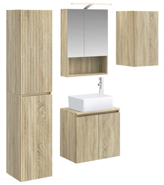 Fürdőszobai Szekrény Szett 5 pcs Sonoma Tölgy 50 x 14,5 x 70 cm