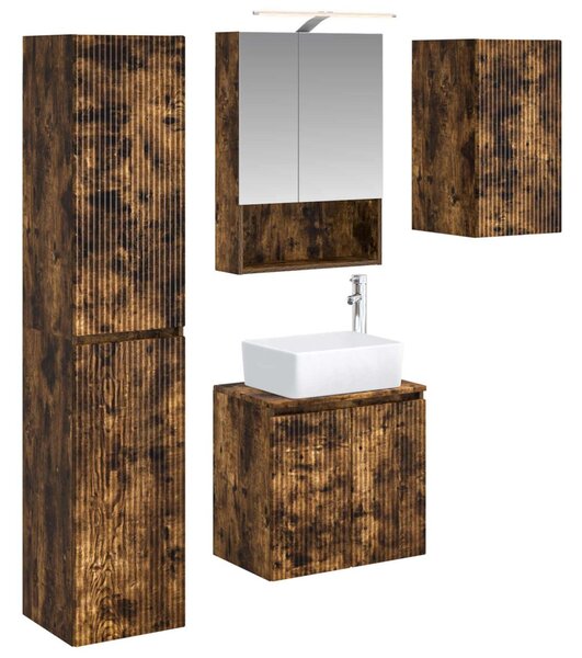 Fürdőszobai Szekrény Szett 5 pcs Füstös Tölgy 50 x 14,5 x 70 cm