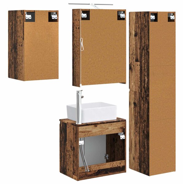 Fürdőszobai Szekrény Szett 5 pcs Antik Fa 50 x 14,5 x 70 cm