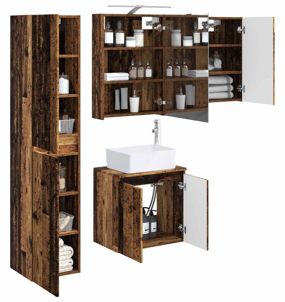 Fürdőszobai Szekrény Szett 5 pcs Antik Fa 50 x 14,5 x 70 cm