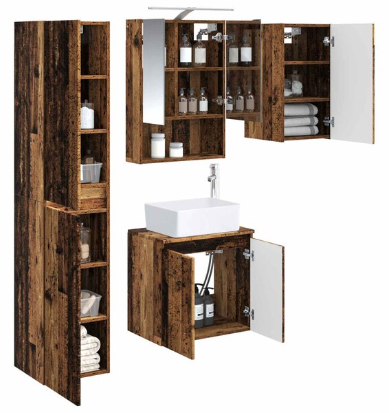 Fürdőszobai Szekrény Szett 5 pcs Antik Fa 50 x 14,5 x 70 cm