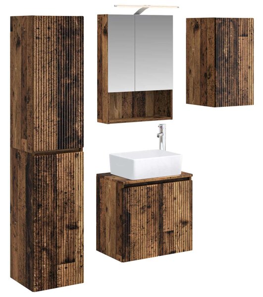 Fürdőszobai Szekrény Szett 5 pcs Antik Fa 50 x 14,5 x 70 cm