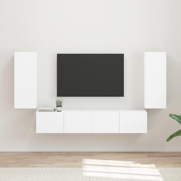 TV falit kabinet szett Falra szerelhető 4 pcs Fehér Faanyag