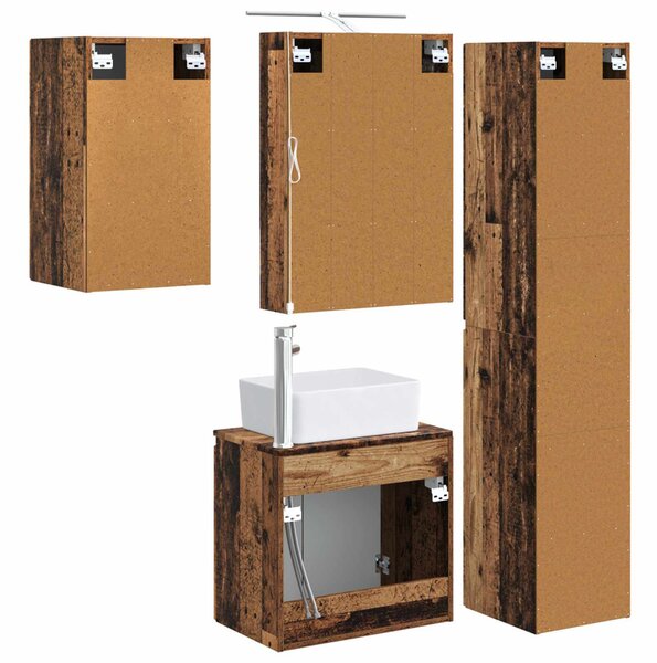 Fürdőszobai Szekrény Szett 5 pcs Antik Fa 50 x 14,5 x 70 cm
