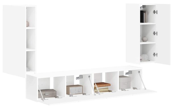 TV falit kabinet szett Falra szerelhető 4 pcs Fehér Faanyag