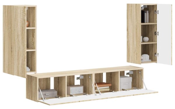 TV falit kabinet szett 4 pcs Sonoma tölgy Faanyag