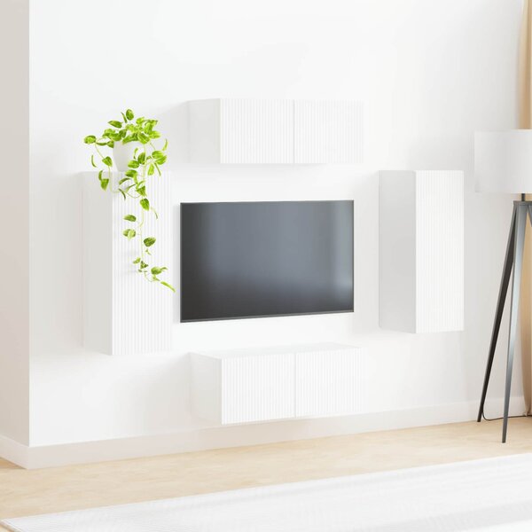 TV falit kabinet szett Falra szerelhető 4 pcs Fehér Faanyag