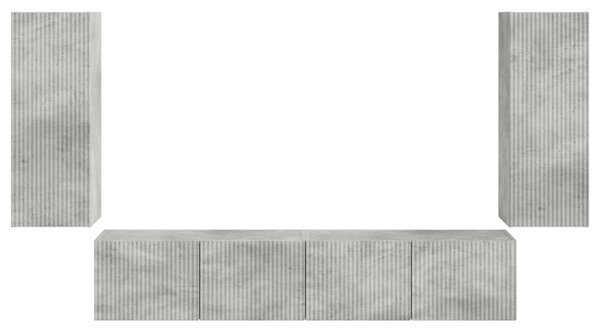 TV falit kabinet szett 4 pcs Beton Szürke Faanyag