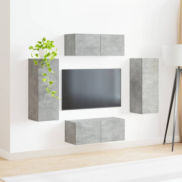 TV falit kabinet szett 4 pcs Beton Szürke Faanyag