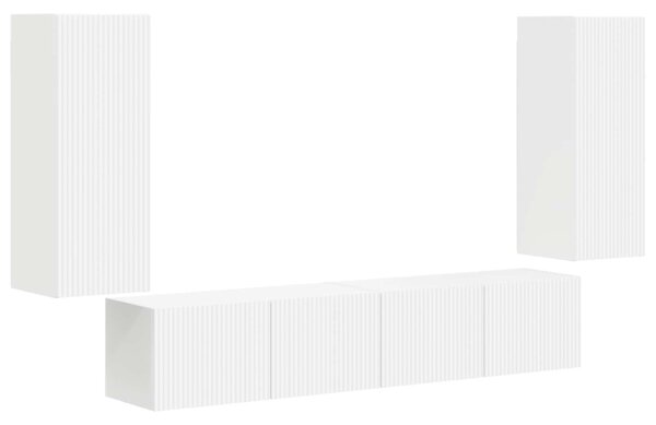 TV falit kabinet szett Falra szerelhető 4 pcs Fehér Faanyag