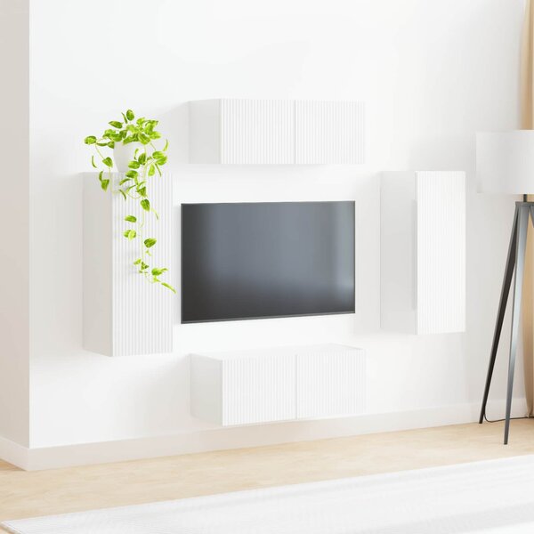 TV falit kabinet szett 4 pcs Magas Fényű Fehér Faanyag