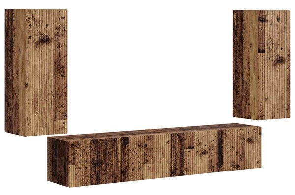 TV falit kabinet szett Falra szerelhető 4 pcs Öreg fa Faanyag