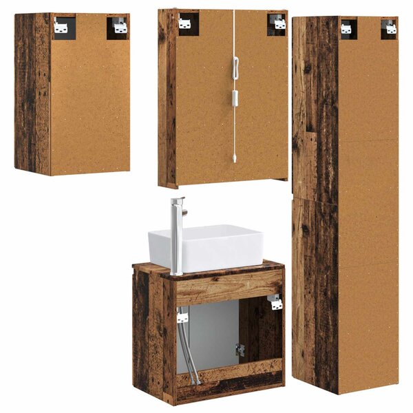 Fürdőszobai Szekrény Szett 5 pcs Antik Fa 53 x 15,5 x 70 cm