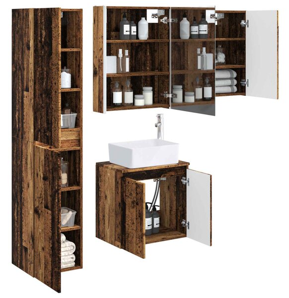 Fürdőszobai Szekrény Szett 5 pcs Antik Fa 53 x 15,5 x 70 cm