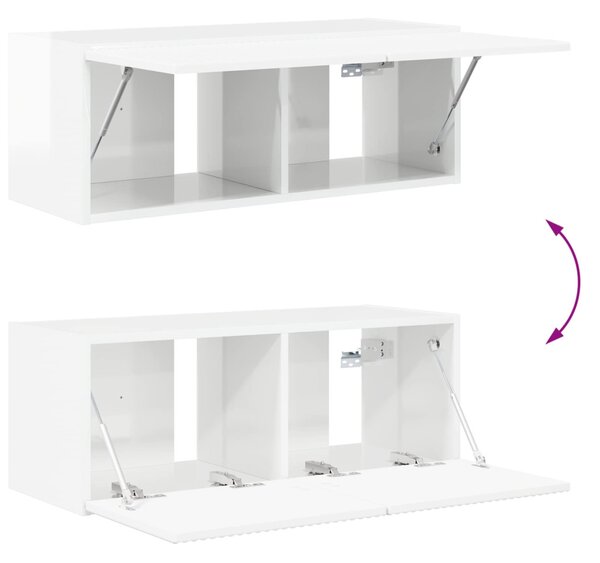 TV falit kabinet szett 4 pcs Magas Fényű Fehér Faanyag