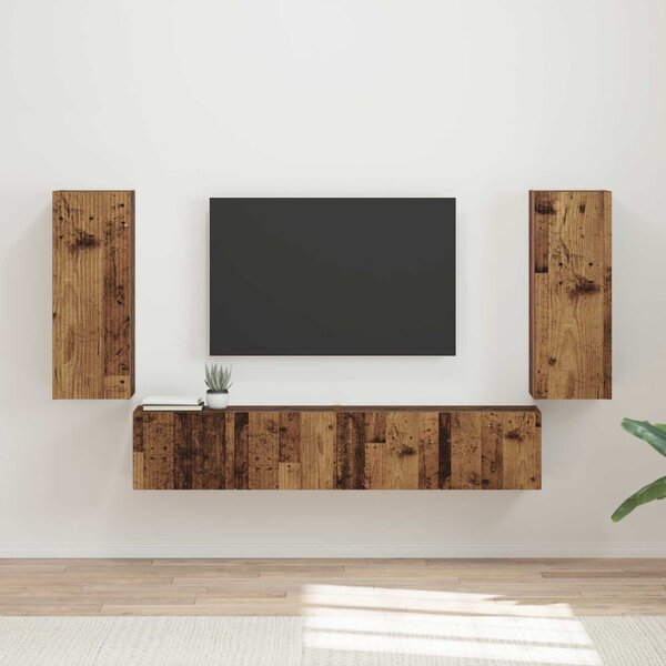 TV falit kabinet szett Falra szerelhető 4 pcs Öreg fa Faanyag