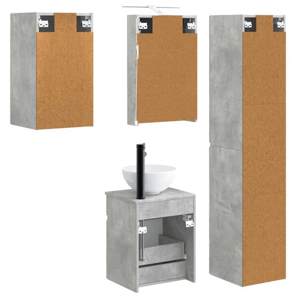 Fürdőszobai Szekrény Szett 5 pcs Betonszürke