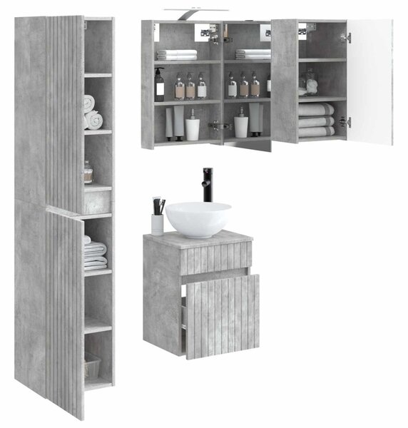 Fürdőszobai Szekrény Szett 5 pcs Betonszürke