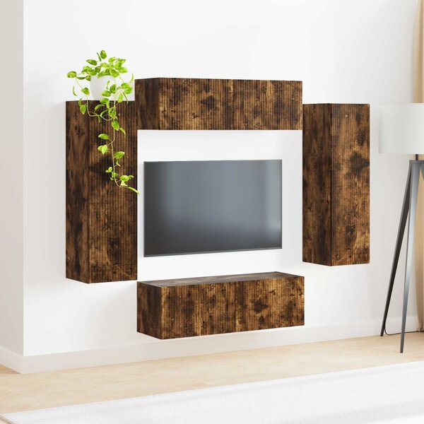 TV falit kabinet szett 4 pcs Füstölt tölgy Faanyag