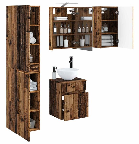 Fürdőszobai Szekrény Szett 5 pcs Antik Fa 40 x 10,5 x 60,5 cm