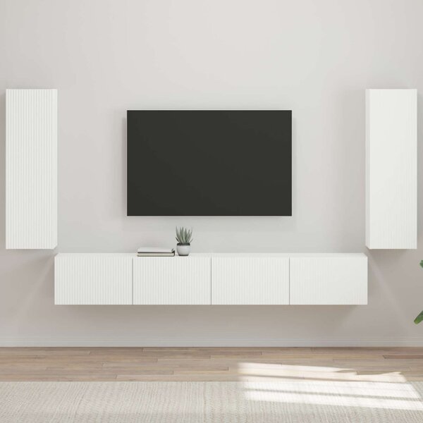TV falit kabinet szett 4 pcs Magas Fényű Fehér Faanyag