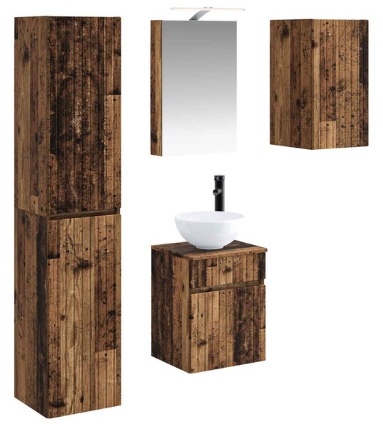 Fürdőszobai Szekrény Szett 5 pcs Antik Fa 40 x 10,5 x 60,5 cm