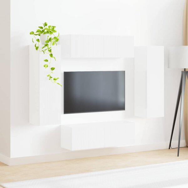TV falit kabinet szett 4 pcs Magas Fényű Fehér Faanyag