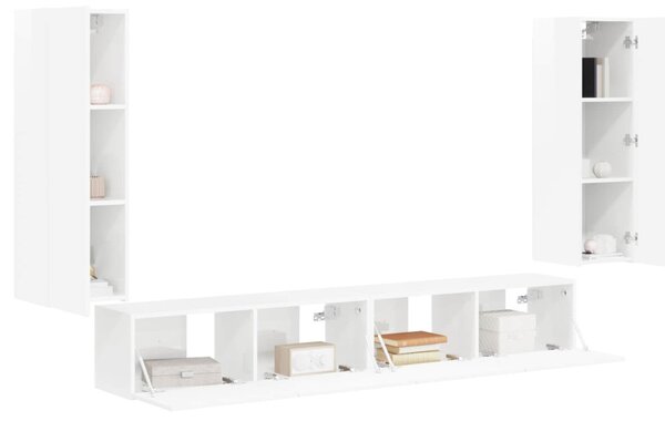TV falit kabinet szett 4 pcs Magas Fényű Fehér Faanyag