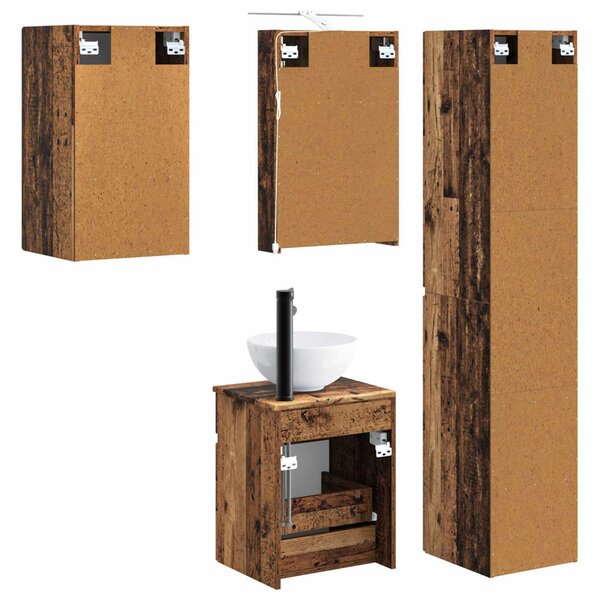Fürdőszobai Szekrény Szett 5 pcs Antik Fa 40 x 10,5 x 60,5 cm